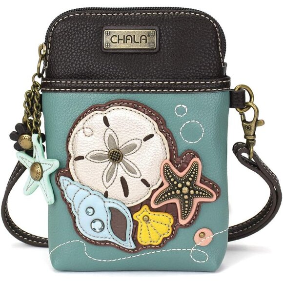 Ocean Collection Cell Phone Crossbody Purse Women PU Leather Canvas Multicolor
